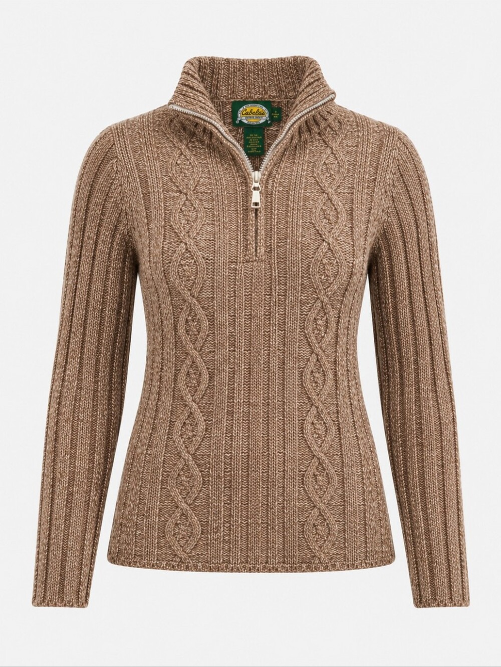 Cabela's Brown Marled Cable Knit‎ Full-Zip Sweater